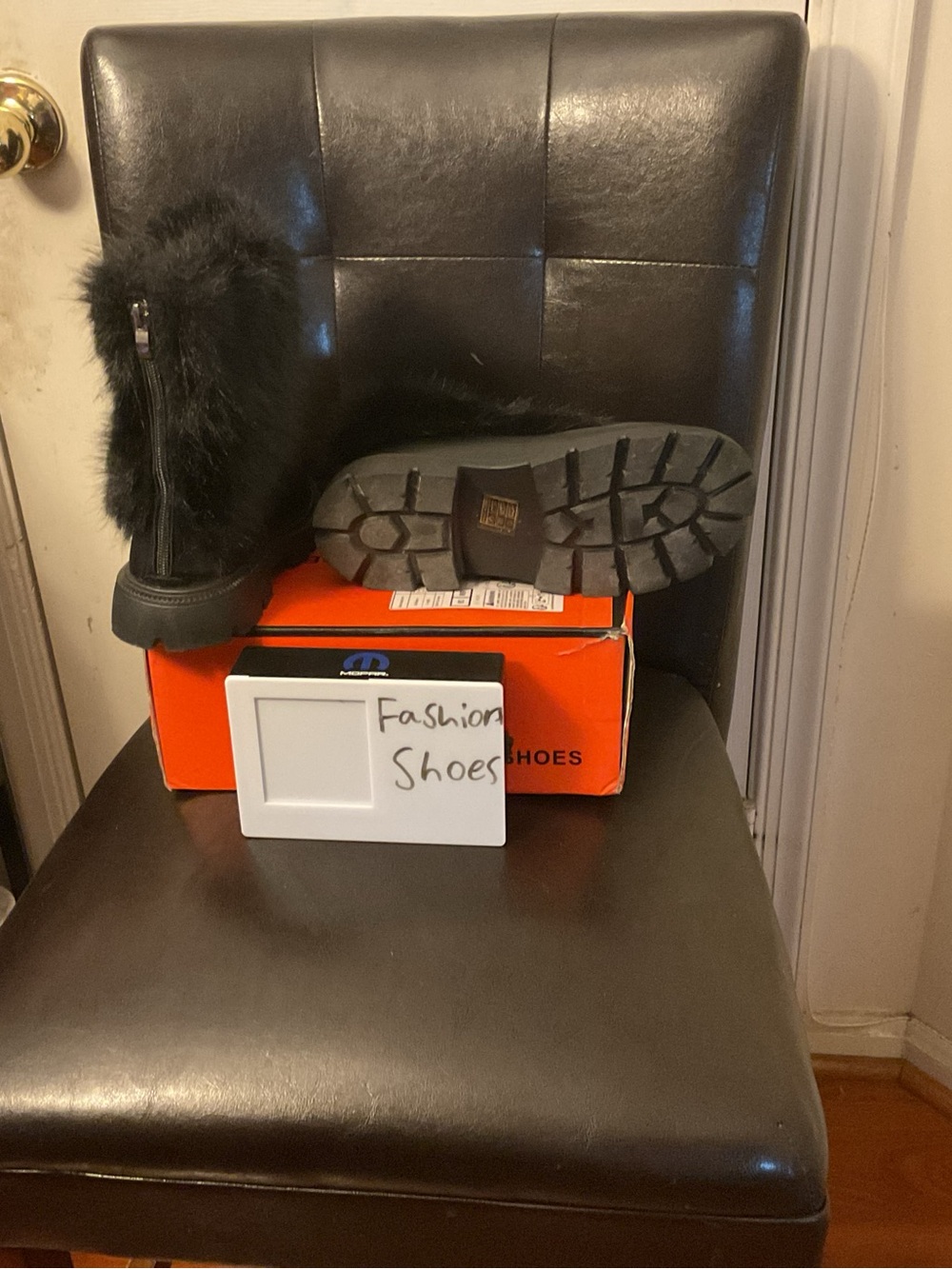 Womens Black Faux Fur Heeled Boots